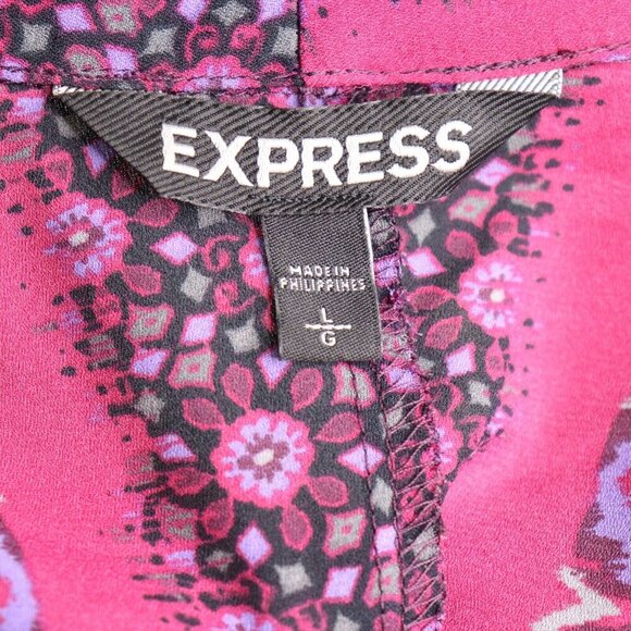 Express Pink and Purple Patterned Dress - Picture 2 of 16